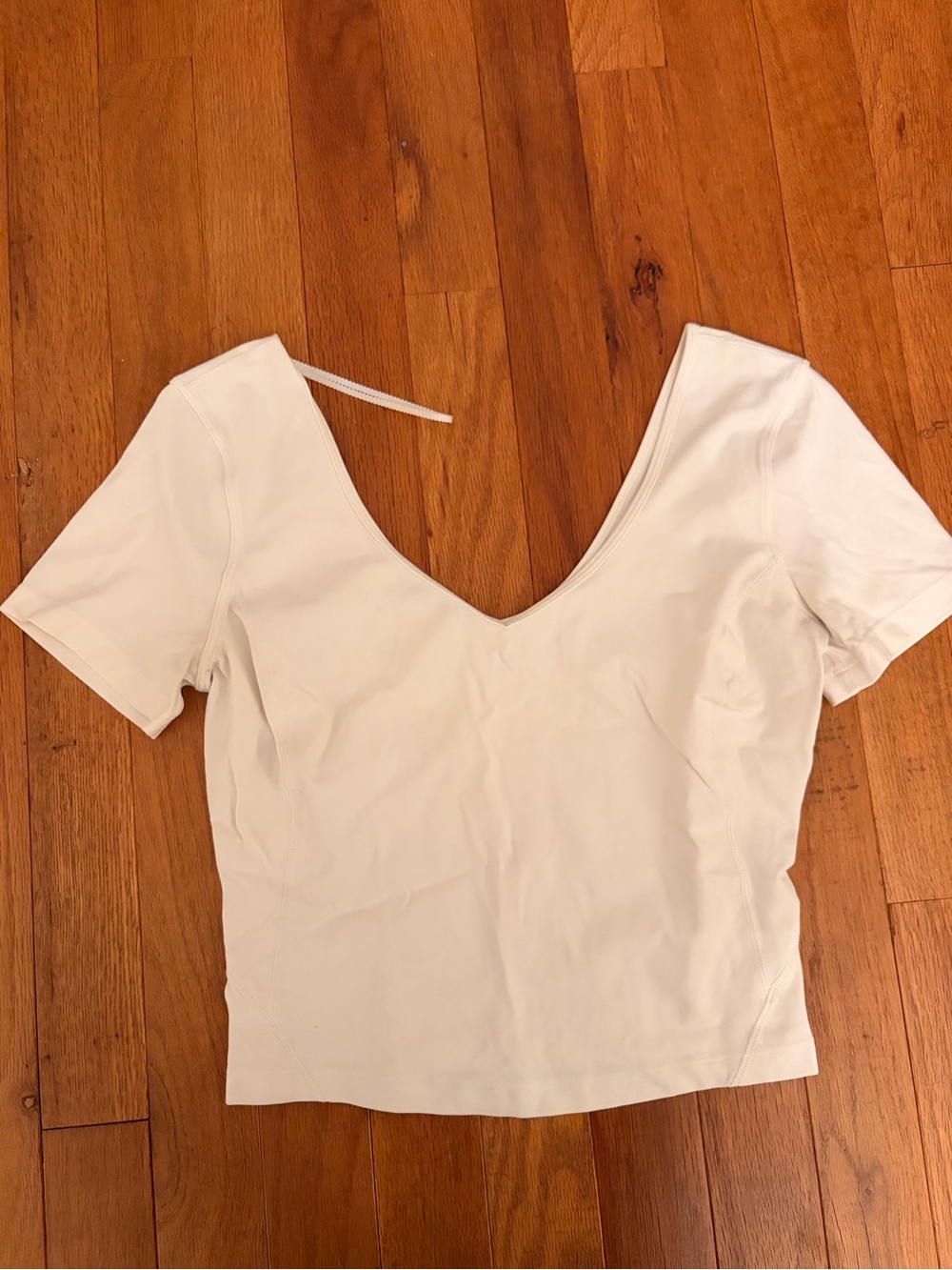 lululemon athletica White V-Neck Short Sleeve Top